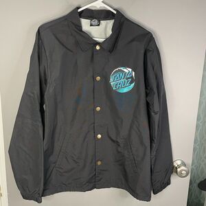 Santa Cruz Skateboards Mens S Water Resistant Full Button Front Windbreaker